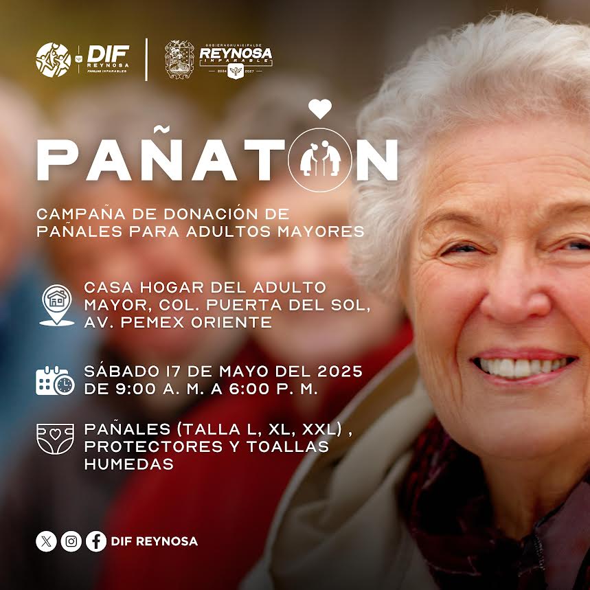 Realizará DIF-Reynosa Pañatón en apoyo de abuelitos de Casa Hogar