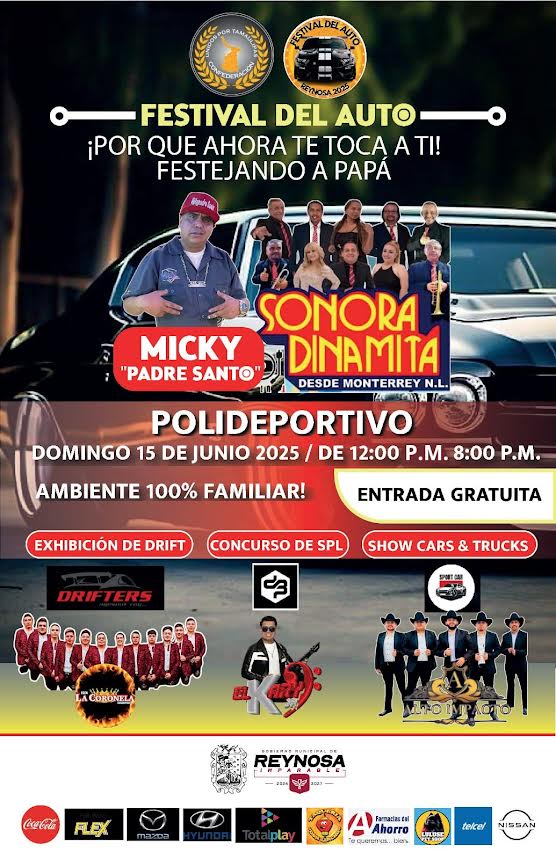 Festejará Gobierno de Reynosa el Día del Padre con el Festival del Auto 2025