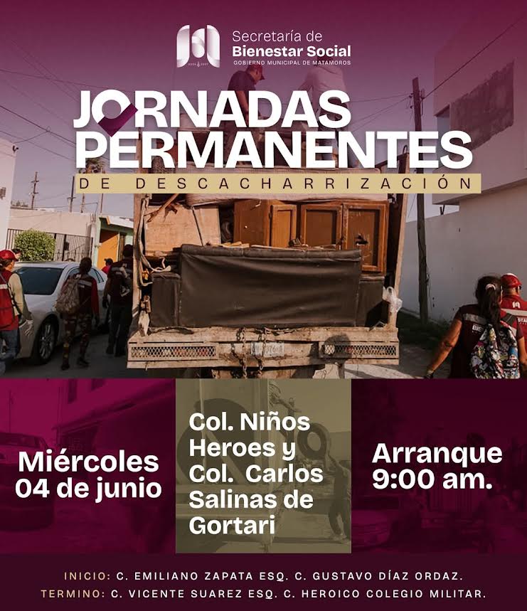 Jornadas permanentes de descacharrización llegan a las colonias Niños Héroes y Carlos Salinas de Gortari