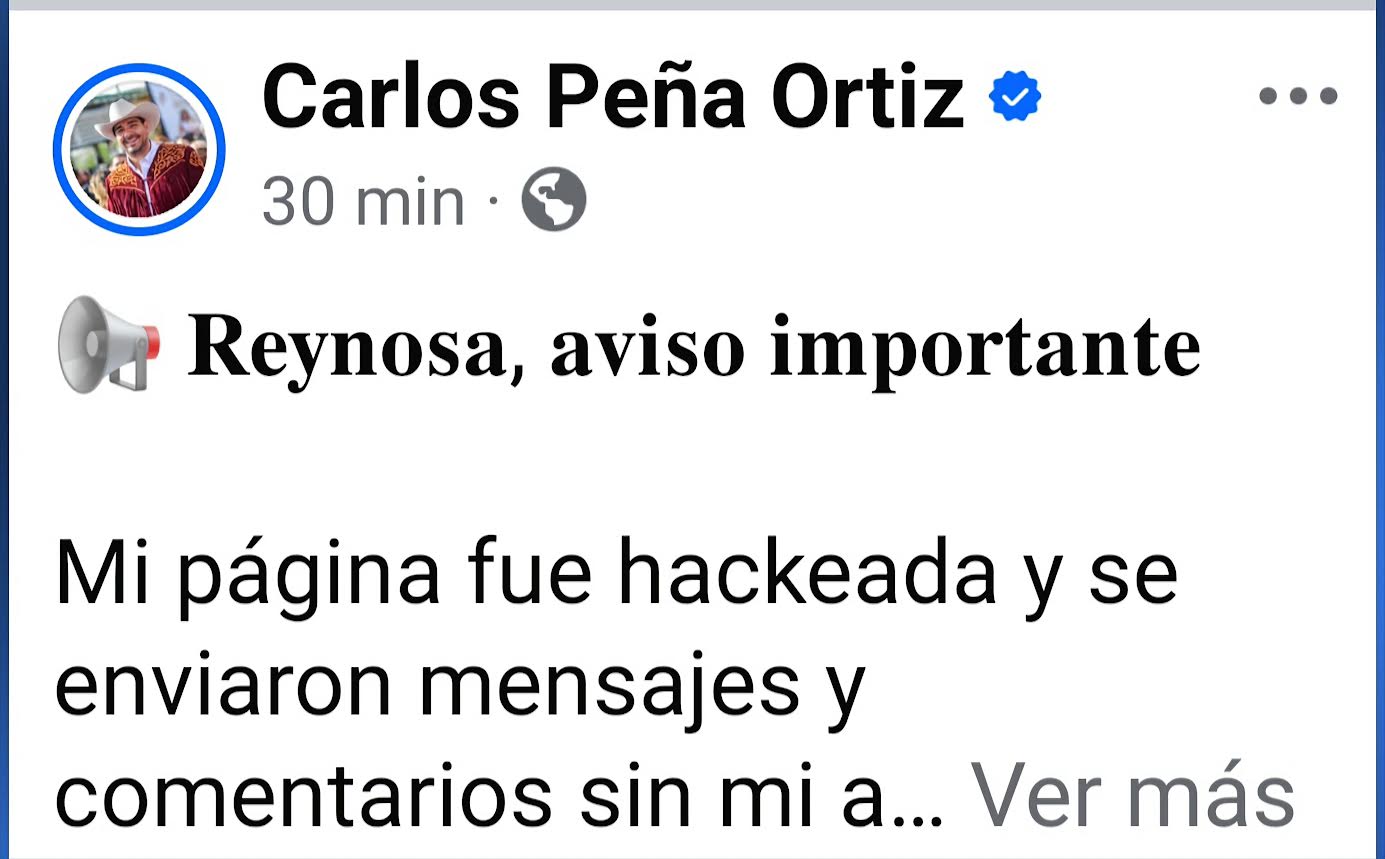 Página oficial del alcalde Carlos Peña Ortiz sufre hackeo