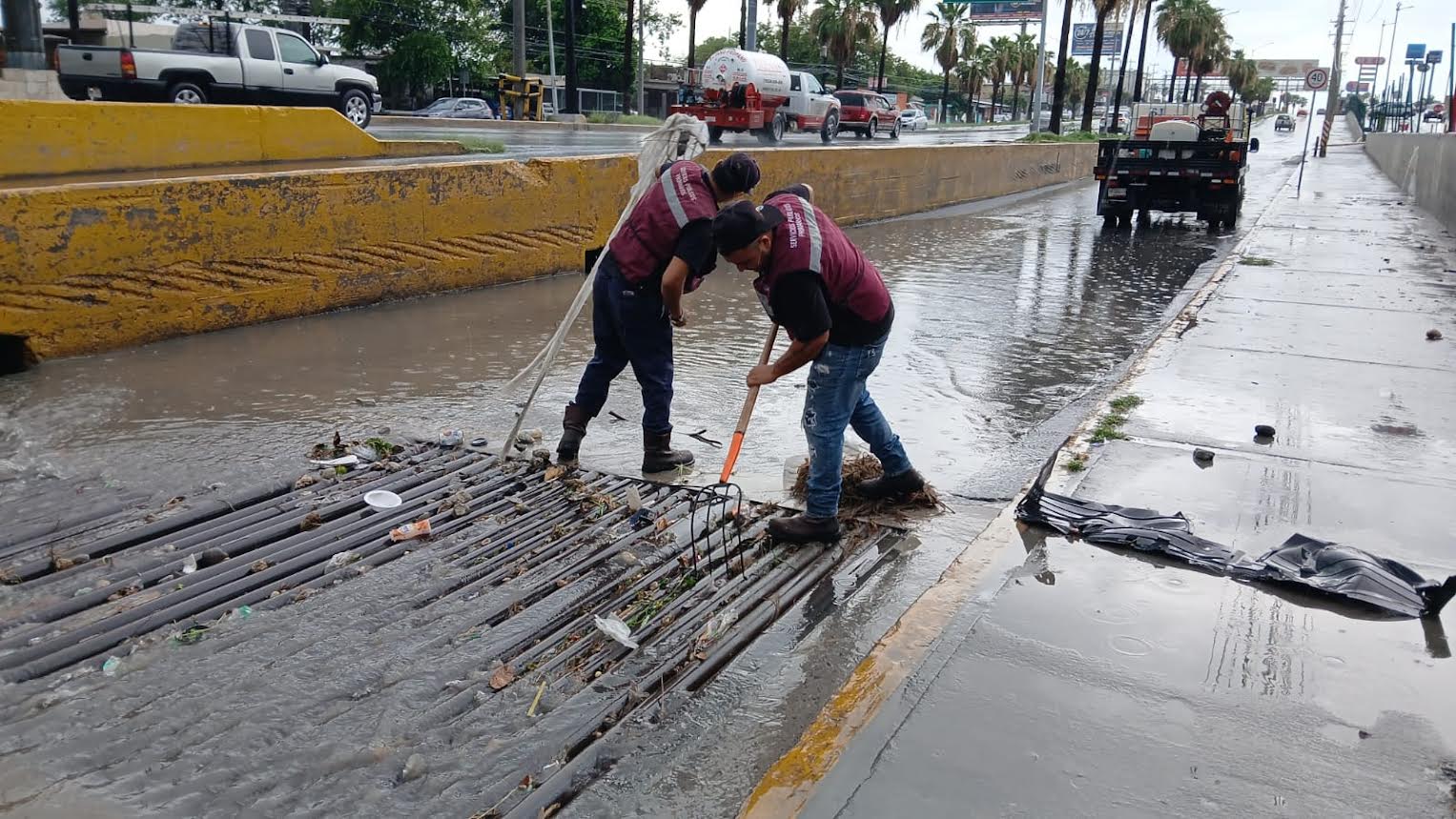 Limpia Ayuntamiento de Reynosa instalaciones pluviales, drenes y calicheras